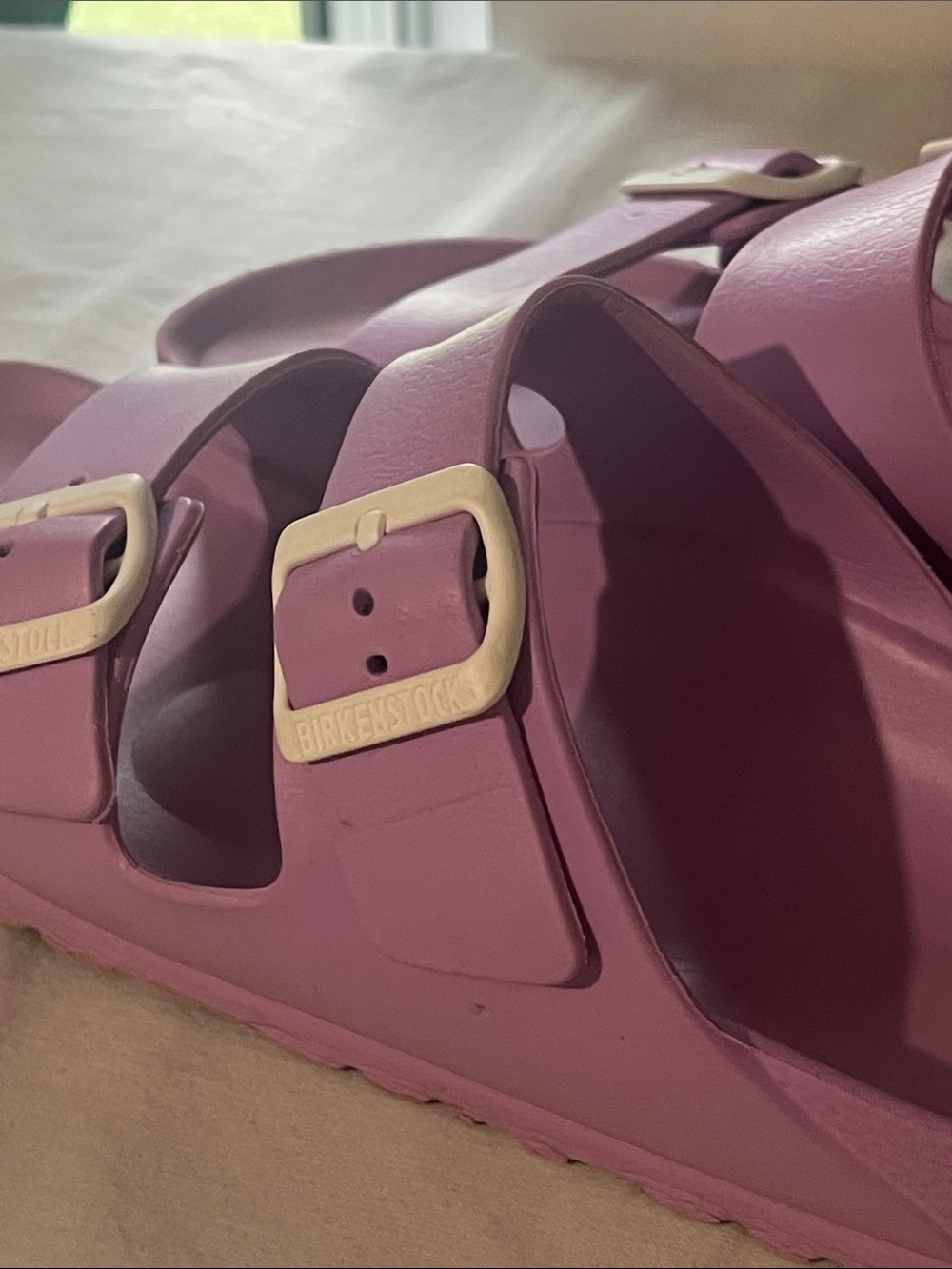 Birkenstock Lavender EVA Slide with White Logo Buckle - Picture 8 of 8